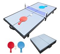 DRM 48 Inch Folding Table Tennis Table Top, Portable Ping Pong Table Game Set with Racket and Net