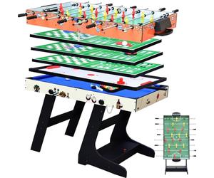 DRM 4FT 8 in 1 Folding Games Table, Billiards Table, Pool/Snooker Table,Hockey Table,Table Tennis Table,Football Table,Checkers,Backgammon,Chess,Playing Card with Parts Storage Box