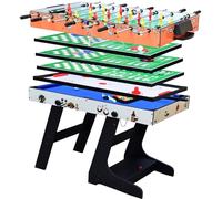 DRM 4FT Folding Combo Games Table, Billiards Table, Football Table | 8 in 1 Game Table, Pool/Snooker Table,Hockey Table,Table Tennis Table Top,Checkers,Backgammon with Parts Storage Box