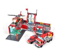 DrmBeyd City Fire Station Building Kits, 758 Pcs Including Fire Station, Fire Truck, Fire Helicopter, Fire Fighter City Building Blocks STEM Toys with Minifigures, Gifts for Adults and Kids