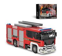 DrmBeyd City Ladder Fire Truck Building Blocks Set, Firetruck Bricks Collectible Fire Engine Building Kit Model, Gift for Adults and Kids, Compatible with L***, 704 Pieces