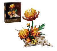 DrmBeyd Conch Chrysanthemum Building Set for Adults, 585 Pieces Flower Bouquet Building Model for Home Office Decor, Ideas Chrysanthemum Model Botanical Collection Gift