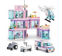 DrmBeyd Friends City Hospital Building Set, 791 Pieces Ambulance Truck with Bed Wheelchair Playset, City Hospital Building Kits, Compatible with L*** for Boys and Girls