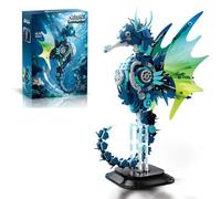 DrmBeyd Mechanical Seahorse Building Set for Adult, Movable Ocean Animal with Display Stand, 1003+ Pieces Sea Fish Building Block Toy, Home Office Decor Gift for Animal Lovers