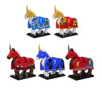 DrmBeyd Medieval Horses Accessories Building Block for Minifigures, Include 5 Pack Medieval War Horses, Compatible with Major Minifigures