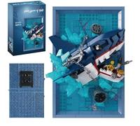 DrmBeyd Shark Animal 3D Wall Art Building Blocks Set for Adults, Unique Home Wall Decor Table Display, Wall Art Animal Building Blocks Model, Ideal Valentine's Day Birthday Gift (671 PCS)