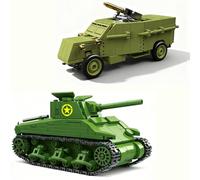 DrmBeyd WW2 Military Tank Building Set, AA Armored Flak Truck & M4 Sherman Tank Building Blocks, 775 Pieces Army Tanks Block Model Kits, Home Decor Gift for Military Lovers