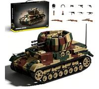 DrmBeyd WW2 Tank Building Blocks, Flakpanzer IV Wirbelwind Tank Building Model Set, 1:28 WW2 Collectible Military Tanks with 4 Minifigures, Gift for Military Enthusiasts (1474+ PCS)