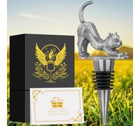 DRMFLE Dark Silver British Shorthair Cat Wine Stopper, Cat Wine Gifts for Men Cat Lovers, Father Day Christmas Birthday Gifts for Men, Bottle Stoppers