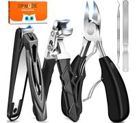 DRMODE Toe Nail Clippers for Thick Nails for Seniors, Angled Head Professional Toenail Clippers for Elderly Ingrown Thick Nails, Wide Opening Large Finger Nail Clippers Set for Men Women with Catcher