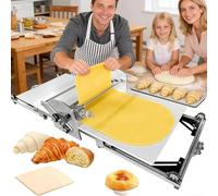 Drmoxin Professional Electric Dough Sheeter Machine for Home Baking, 110v/220v, Stainless Steel Build, 2-30mm Thickness Control, for Croissants, Danish Bread, Pizza Dough & Fresh Pasta