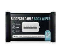 DRMTLGY Body and Face Shower Wipes for Women and Men - 45 Wipes. Xtra Large Biodegradable No Rinse Cleasning Wipes for Camping, Sports, Traveling, and More!