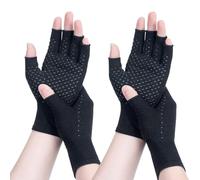 DRNAIETY 2 Pairs Compression Gloves- Arthritis Gloves for Men & Women, Anti-Slip Fingerless for Typing Daily Work (S)