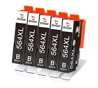 Drnoae Compatible 564XL 564 XL Replacement for HP 564 Ink cartridges, 5 Black Work in HP Photosmart 5520 6520 6510 7520 5510 7510 C309A C410A Officejet 4620 Deskjet 3520 3522 Printer (5 Pack)