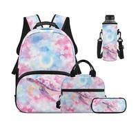 Drnuikhe 4-Piece Kids Backpack School Set, Cherry Blossom Sea Turtle Print