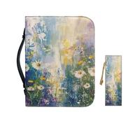 Drnuikhe American Flag Bible Covers for Women Bible Carrying Case with Bookmark ZipperedChurch Bag Bible Protective, Floral, M