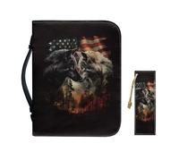 Drnuikhe Bible Cover Case with Bookmarks, American Flag Bible Case Bag Zippered Pocket PU Leather Christian Gift Bible Cover Case Women Book Bible Covers
