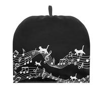 Drnuikhe Black Cat Note Tea Cozy Tea Kettle Tea Cosy, Tea Cup Cozy Teapot Covers Warmer Tea Pot Dust Cover for Home Kitchen Restaurant Garden Tea House Electric Kettle Teapot Cozy