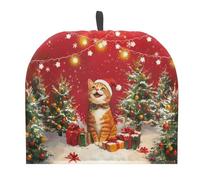 Drnuikhe Christmas Lights Cat Print Tea Pot Cozy Cotton Vintage Floral Teapot Dust Cover Tea Cosy, Kitchen Home Decorative Tea Pots Cozy with Insulation Pad for Housewife, Friend, Mom