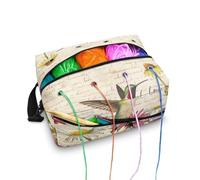 Drnuikhe Daisy Hummingbird Print Crochet Bag for Yarn Storage Knitting Bag with Shoulder Straps Yarn Tote Storage Organizer Portable Individual Compartments for Carrying Unfinished Project