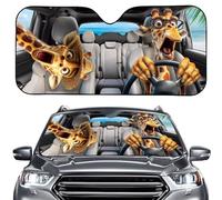 Drnuikhe Funny Giraffe Driver Car Windshield Shade, Holiday Pet Cats Auto Windshield Sun Shade for Front Window, Animal Car Shield Sun Protector Visor, Block UV Rays, Keep Vehicle Cool