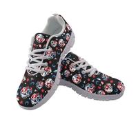 Drnuikhe Funny Skull Print Brefoot Shoes Men Women Wide Toe Box Zero Drop Running Shoes Fashion Lace up Walking Sneakers for Men Women Workout Fitness