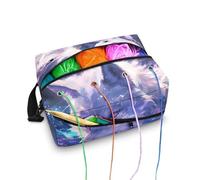 Drnuikhe Galaxy Wolf Knitting Bag for Yarn Storage Yarn Storage Bag Knitting Needles Crochet Hooks Skeins Yarn Knitting & Crochet Storage Bag Yarn Project Box with Adjustable Strap