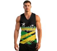 Drnuikhe Jamaican Palm Tree Reggae Music Rasta Print Mens Tank Tops Summer Sleeveless V-Neck Beach Shirts for Men Breathable and Quick-Drying Workout Muscle Shirts Black