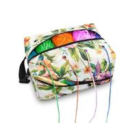 Drnuikhe Leaf Hummingbird Print Knitting Bag for Yarn Storage Durable Crochet Storage Bag Yarn Storage Holder for Knitter, Crossbody Knitting Project Bag for Yarns Crochet Accessories