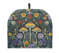 Drnuikhe Mushroom & Floral Print Tea Cozy for Teapots with Handle, Dust Insulated Cover Hanging Fold-Up Design, Suitable for Kitchen & Living Room Table Decoration