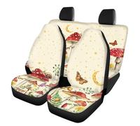 Drnuikhe Mushroom Moon Floral Print Front Rear Seat Cover Bench Cover, Full Set of 4 Car Seat Cover,Universal Fit Van Truck Sedan SUV, Purple, Auto Accessories