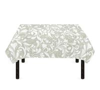 Drnuikhe Summer Tablecloth Outdoor Rectangle Table Cover 3D Print William Morris Floral Pattern Elastic Edge Table Cover Suitable for Bar and Hotel Grey