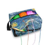 Drnuikhe Van Gogh Art 3D Print Crochet Bag for Yarn Storage Large Capacity Yarn Tote Organizer Crochet Bag for Knitting Needles, Crochet Hooks and Other Accessories