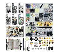 Drnytunk 2280Pcs Junk Case Charms Kit,Y2K Nail Phone Cases Charms Bow Flower Letter Resin Accessories Beads for DIY Craft Scrapbooking Jewelry Making, Alloy Steel, No Gemstone