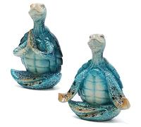 Droagoct 2PCS Sea Turtle Yoga Figurines Decorations, Garden Meditating Yoga Turtle Figurine