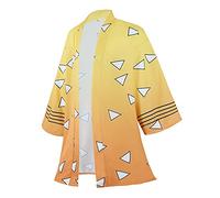 Drofe Anime Robes Tanjiro Cosplay Costume Zenitsu Kimono, Yellow, XL