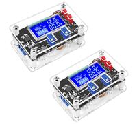 DROK DC Adjustable Buck Converter 2pcs, 24v to 12v Step Down Converter Voltage Regulator 6V-32V to 1.5-32V 5V 5A LCD Power Supply Volt Reducer Step Down Transformer with USB Port and Protective Case