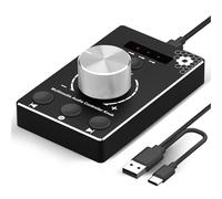 DROK USB Volume Knob with 1.5m Cable, One-Click Mute Button Silver and 3 Modes External Volume Control for Speakers, PC Media Controller for Win 7/8/10/Mac