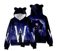 DROLA Wed-nesday Tv series Addams Hoodie,3D Print Tv series Pullover Winter Hooded long sleeves with cat ears for kids adults for gift