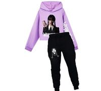 DROLA Wednesdays Tv series Addams 3D Hoodie+Sweatpant Sets,Tracksuit Pullover and Jogging Pant Set Casual for Girls Kids
