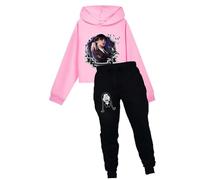 DROLA Wednesdays Tv series Addams Print Hoody+Sweatpant Sets,Tracksuit Sweatshirt and Jogging Pant Set Casual for Girls Kids