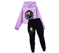 DROLA Wednesdays Tv series Addams Print Hoody+Sweatpant Sets,Tracksuit Sweatshirt and Jogging Pant Set Casual for Girls Kids