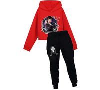 DROLA Wednesdays Tv series Addams Print Hoody+Sweatpant Sets,Tracksuit Sweatshirt and Jogging Pant Set Casual for Girls Kids