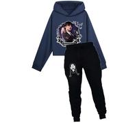 DROLA Wednesdays Tv series Addams Print Hoody+Sweatpant Sets,Tracksuit Sweatshirt and Jogging Pant Set Casual for Girls Kids