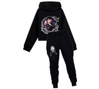 DROLA Wednesdays Tv series Addams Print Hoody+Sweatpant Sets,Tracksuit Sweatshirt and Jogging Pant Set Casual for Girls Kids
