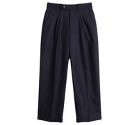 Drole De Monsieur Cropped Pleated Trousers Navy