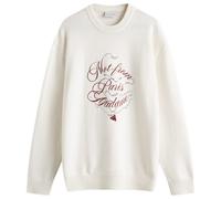 Drôle de Monsieur Men's Not From Paris Madame Caligraphy Crew Knit Cream