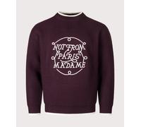 Drôle de Monsieur Mens Relaxed Fit La Maille Slogan Knit - Colour: WN Wine - Size: Medium