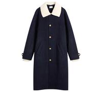 Drole De Monsieur Pinstripe Coat with Detachable Collar Dark Navy