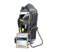 DROMADER Baby Carrier Backpack - Toddler Hiking Backpack with Sun Canopy, Rain Cover, Insulated Pouch, Changing Mat & One-Hand Foldable Frame - Black and Yellow